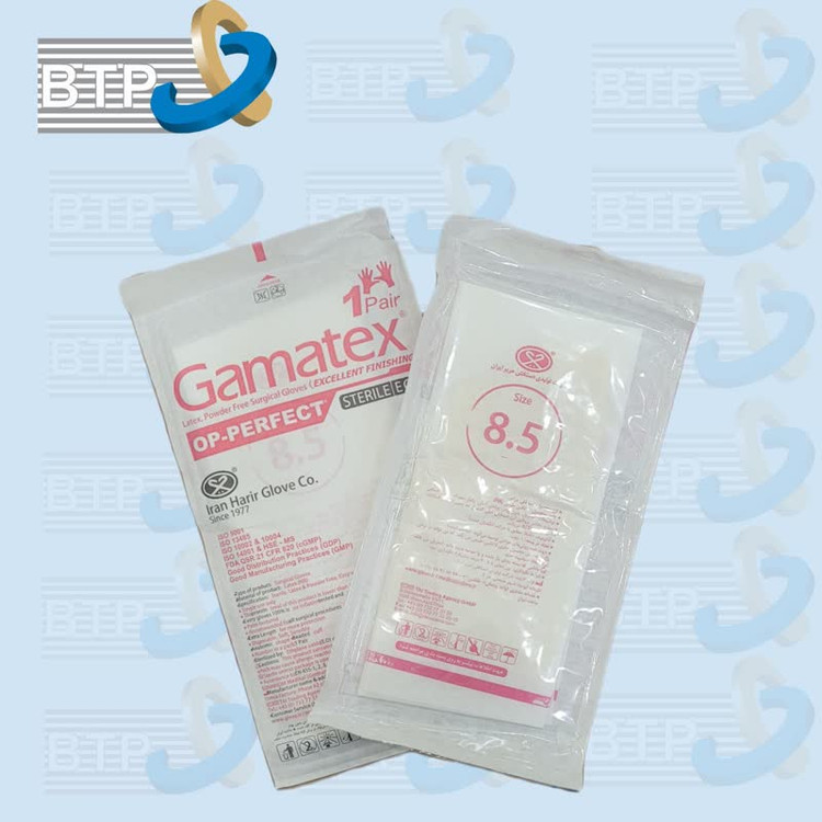 دستکش جراحی لاتکس بدون پودر گاماتکس سایز 8.5